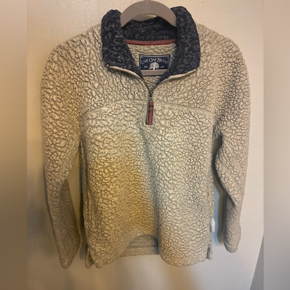 Live Oak Brand Women’s Grey Sherpa Pullover Quarter Zip  Fleece Western Size XS